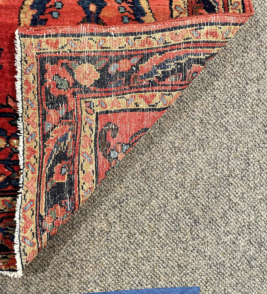 Persian Red Saruk Rug with Blue, Green and Orange Accents - Wool on Cotton Foundation