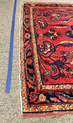 Persian Red Saruk Rug with Blue, Green and Orange Accents - Wool on Cotton Foundation