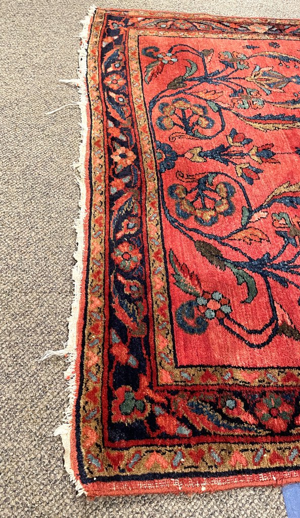 Persian Red Saruk Rug with Blue, Green and Orange Accents - Wool on Cotton Foundation