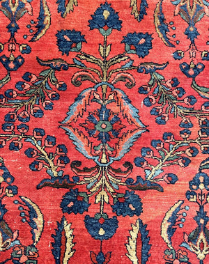 Persian Red Saruk Rug with Blue, Green and Orange Accents - Wool on Cotton Foundation