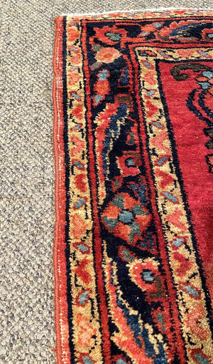 Persian Red Saruk Rug with Blue, Green and Orange Accents - Wool on Cotton Foundation