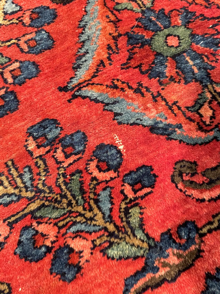 Persian Red Saruk Rug with Blue, Green and Orange Accents - Wool on Cotton Foundation