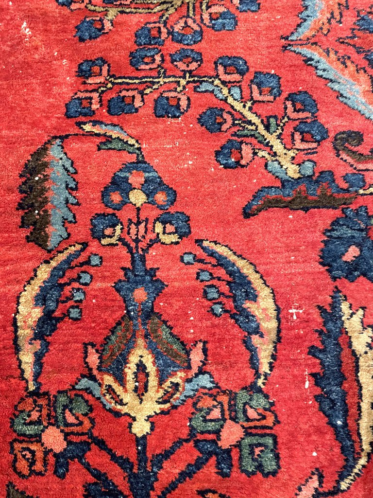 Persian Red Saruk Rug with Blue, Green and Orange Accents - Wool on Cotton Foundation