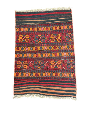 Afghan Red, Orange and Navy Blue Kilim by Miss Daisy's Consignment & Auction House