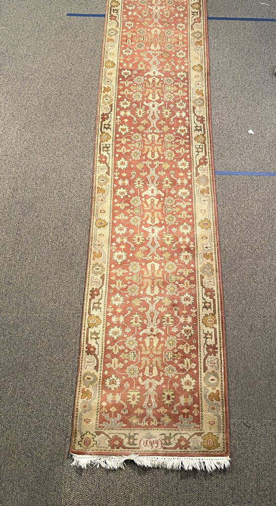 Afghan Red and Gold Runner with Cream and Brown Accents- Wool