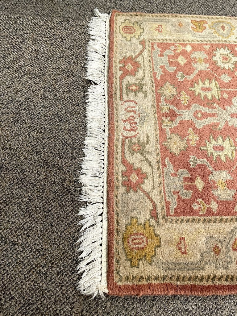 Afghan Red and Gold Runner with Cream and Brown Accents- Wool