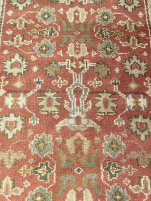 Afghan Red and Gold Runner with Cream and Brown Accents- Wool