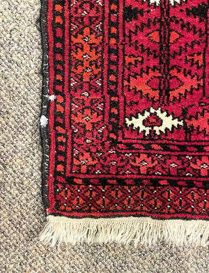 Afghan Red Daulatabad (Northwest Afghanistan) Rug with Orange and White Accents - Wool on Wool Foundation