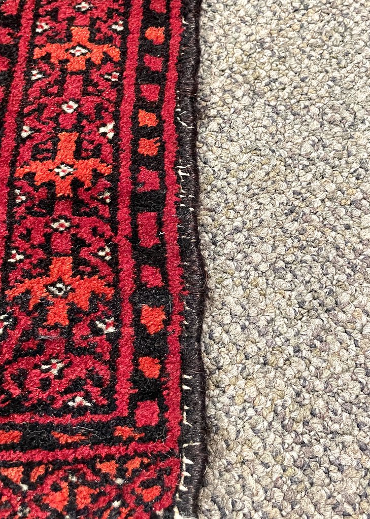 Afghan Red Daulatabad (Northwest Afghanistan) Rug with Orange and White Accents - Wool on Wool Foundation