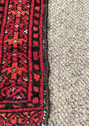 Afghan Red Daulatabad (Northwest Afghanistan) Rug with Orange and White Accents - Wool on Wool Foundation