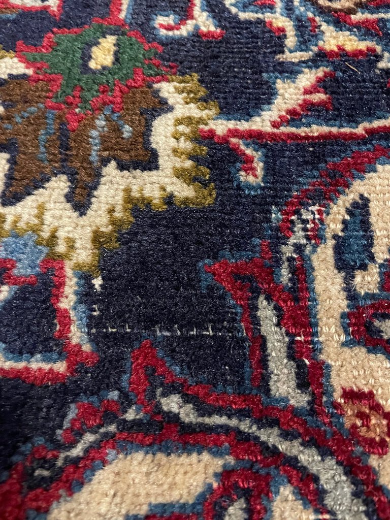 Persian Blue and Red Tabriz Rug with Olive, Light Blue and Pink Accents - Wool on Cotton Foundation