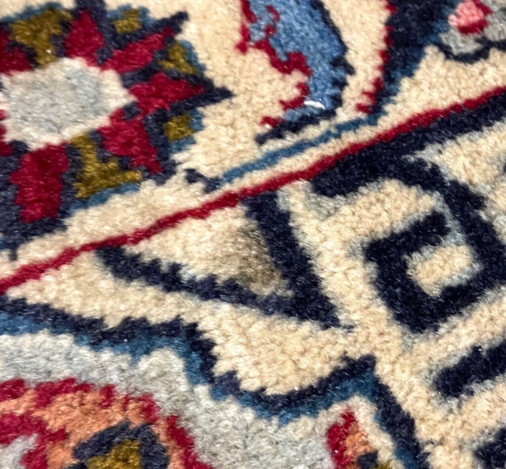 Persian Blue and Red Tabriz Rug with Olive, Light Blue and Pink Accents - Wool on Cotton Foundation