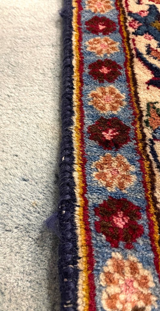 Persian Blue and Red Tabriz Rug with Olive, Light Blue and Pink Accents - Wool on Cotton Foundation