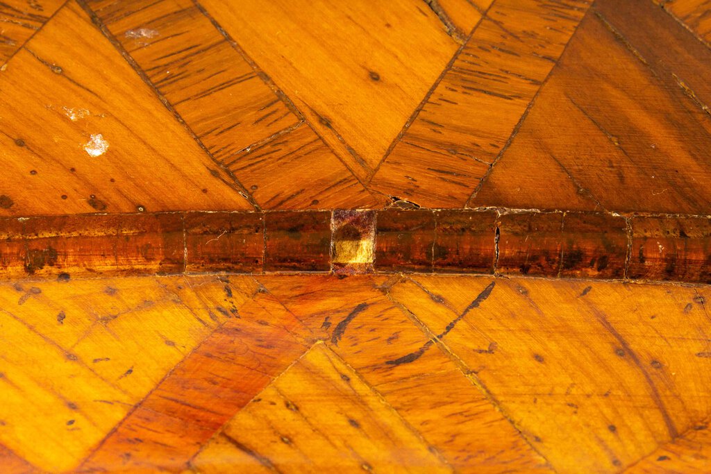 Antique Two Drawer Bombay Chest with Checkered Diamond Veneer.