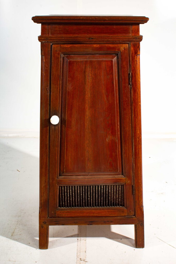 Antique Mahogany Tapered Flip Top Boat Wash Stand w/ Stone Basin