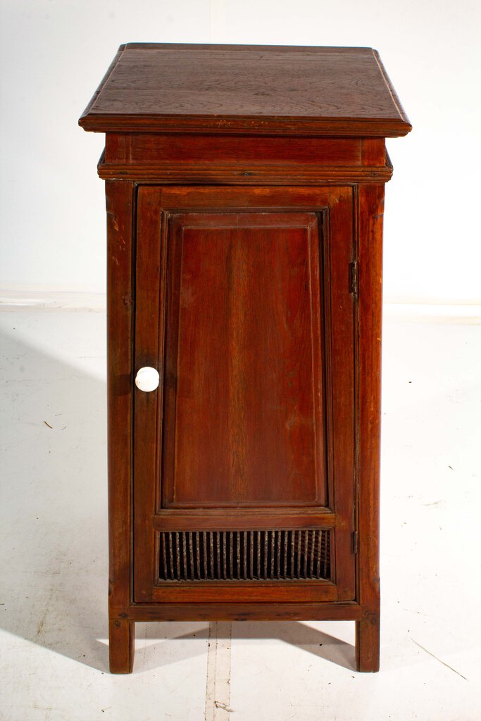 Antique Mahogany Tapered Flip Top Boat Wash Stand w/ Stone Basin