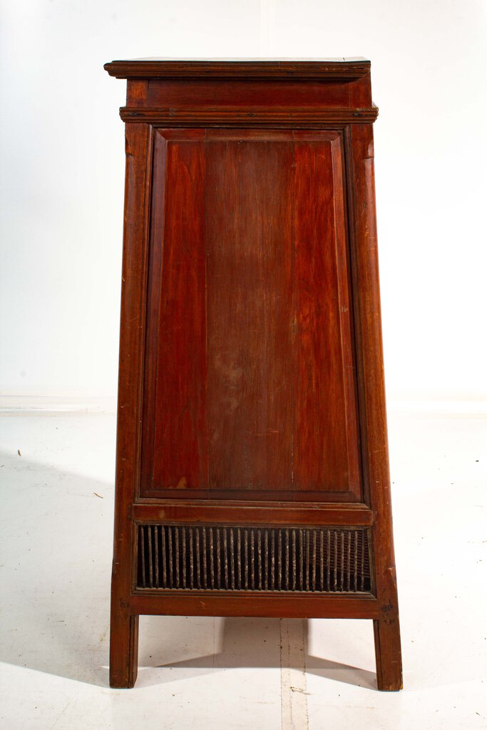 Antique Mahogany Tapered Flip Top Boat Wash Stand w/ Stone Basin