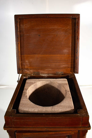 Antique Mahogany Tapered Flip Top Boat Wash Stand w/ Stone Basin