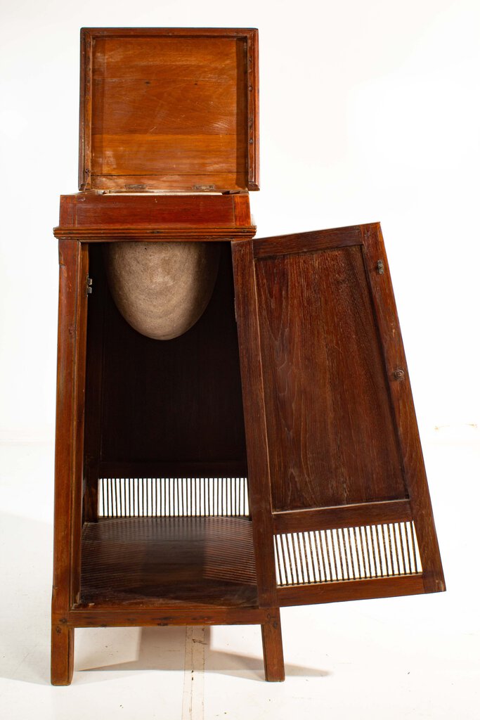 Antique Mahogany Tapered Flip Top Boat Wash Stand w/ Stone Basin