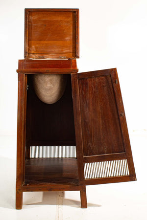 Antique Mahogany Tapered Flip Top Boat Wash Stand w/ Stone Basin