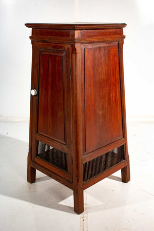 Antique Mahogany Tapered Flip Top Boat Wash Stand w/ Stone Basin