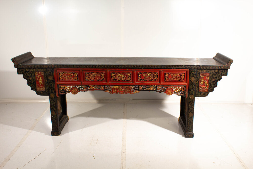 Chinese Red and Black Scholar Table