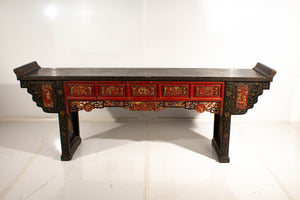 Chinese Red and Black Scholar Table