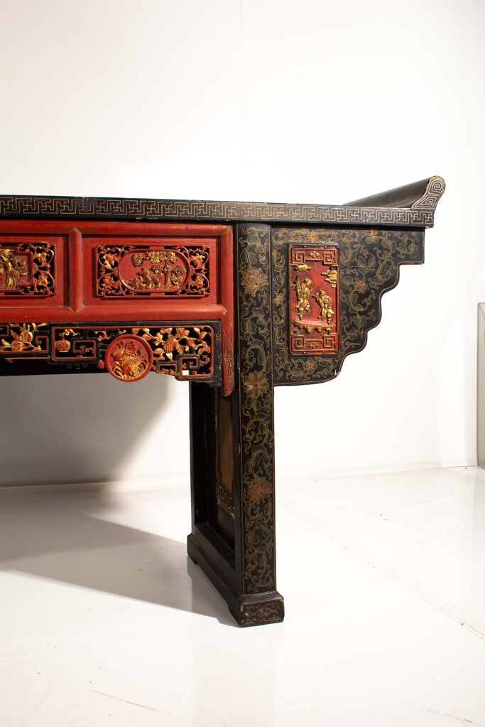 Chinese Red and Black Scholar Table