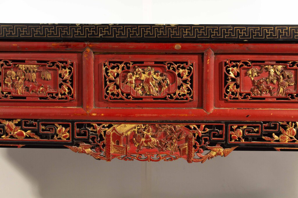 Chinese Red and Black Scholar Table