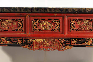 Chinese Red and Black Scholar Table
