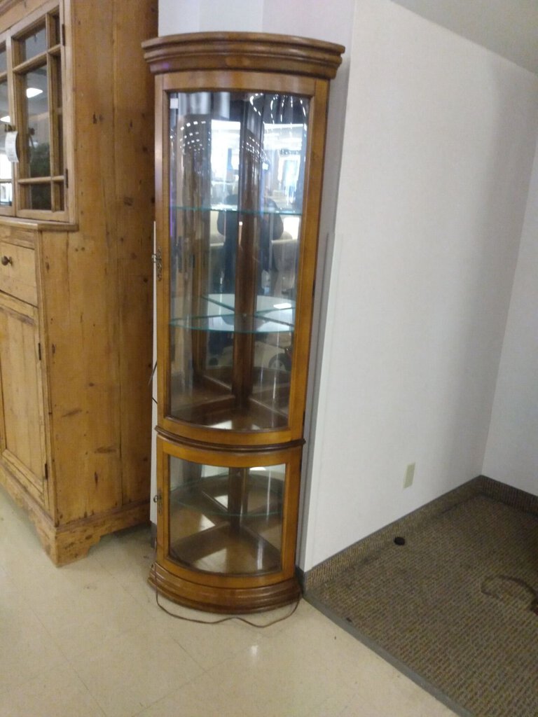 Bow Front Corner Curio Display Cabinet