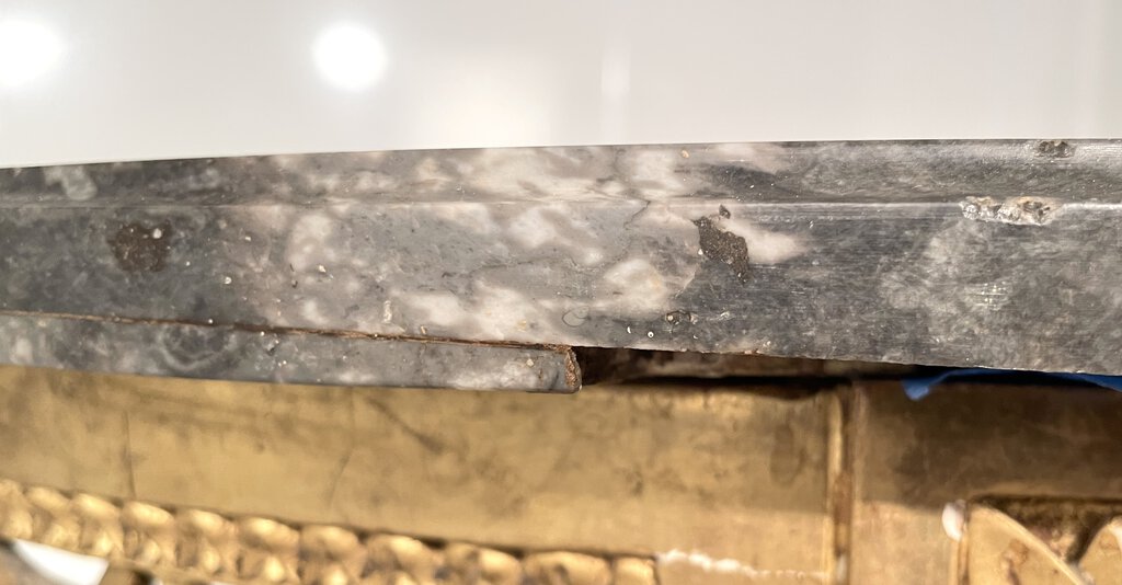 Late 18th C. French Black Marble Top Gilded Carved Demi-Lune Table