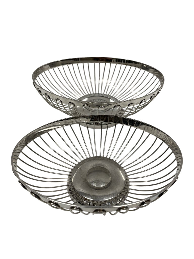 Pair of Stainless Steel Wire Baskets by Miss Daisy's Consignment & Auction House