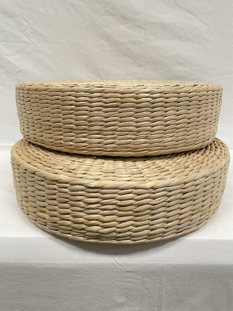 Pair of Woven Rush 15" Dia. Japanese Sitting Cushions