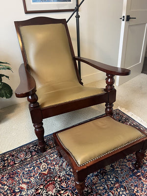 Plantation Leather Chair With Ottoman