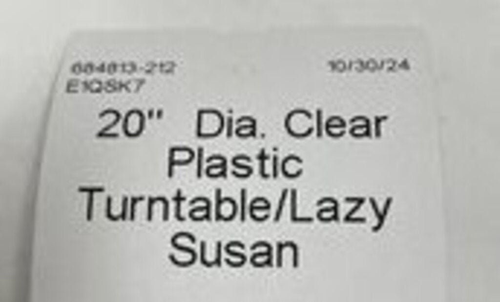 20" Dia. Clear Plastic Turntable/Lazy Susan