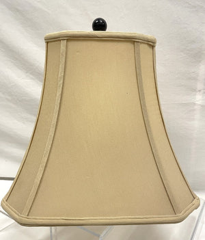 White Marble Lamp w/ Beige Corner Cut Square Shade