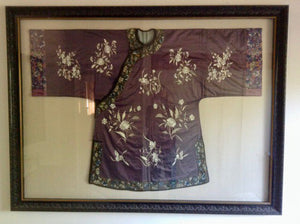 19th Century Framed Chinese Silk Embroidered Ceremonial Jacket