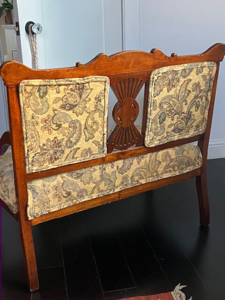 Antique Loveseat With Paisley Upholstery 38" W.