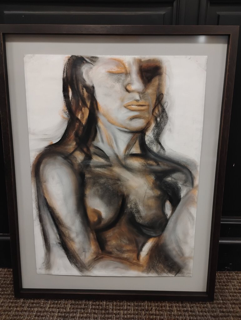 Modern Industrial Nude Figural Sketch - Female 23x29