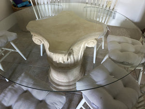 Roman Base 54" Glass Top Dining Table