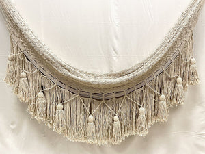 Handwoven Fringe Tassel Ivory Hammock