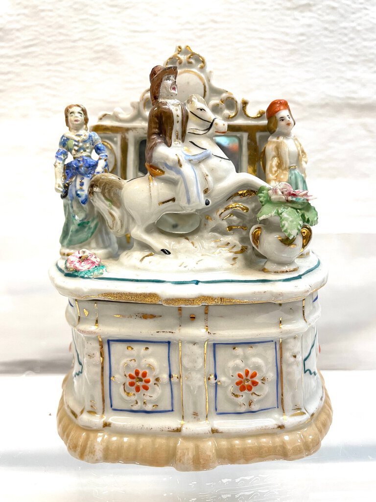 Vintage Victorian Fairing Trinket Box - Rider with Two Companions