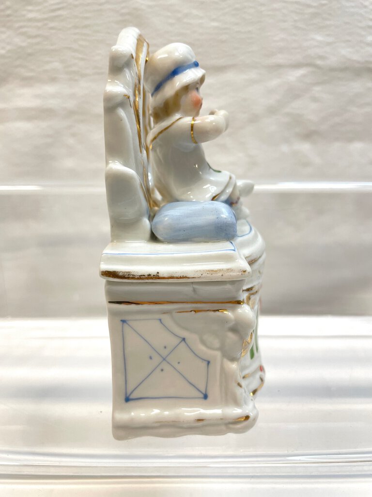 Vintage Victorian Fairing Trinket Box - Rosy Cheeked Girl