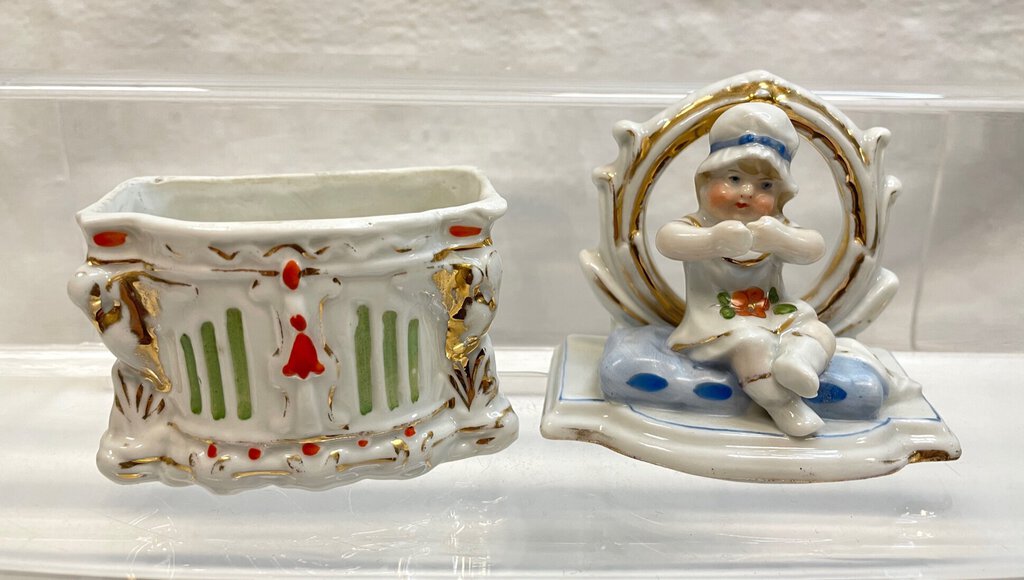 Vintage Victorian Fairing Trinket Box - Rosy Cheeked Girl