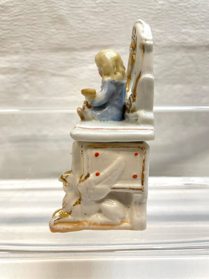 Vintage Victorian Fairing Trinket Box - Young Child with Guitar