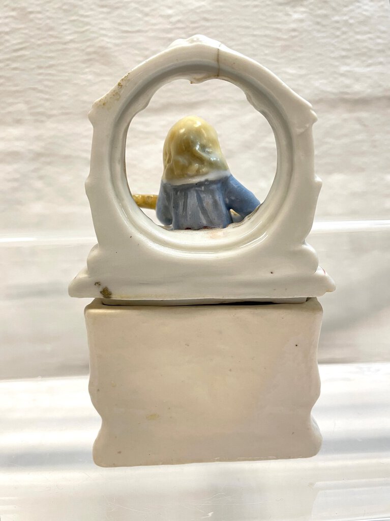 Vintage Victorian Fairing Trinket Box - Young Child with Guitar