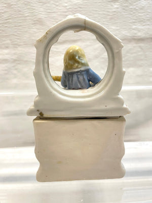Vintage Victorian Fairing Trinket Box - Young Child with Guitar