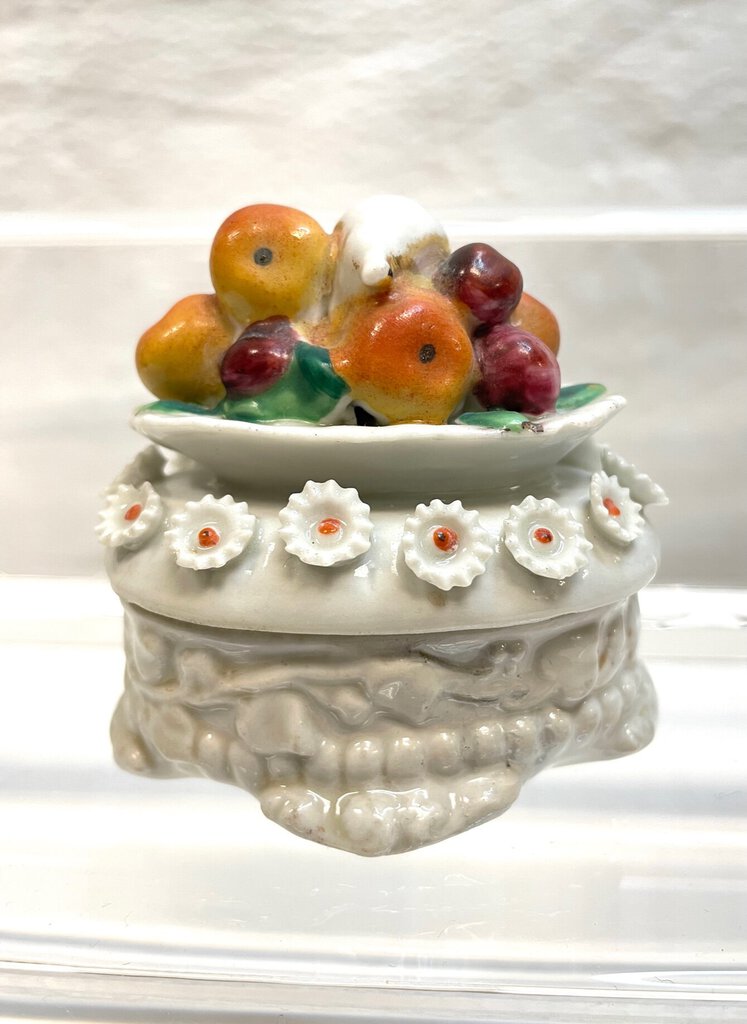 Vintage Victorian Fairing Trinket Box -Bowl of Fruit