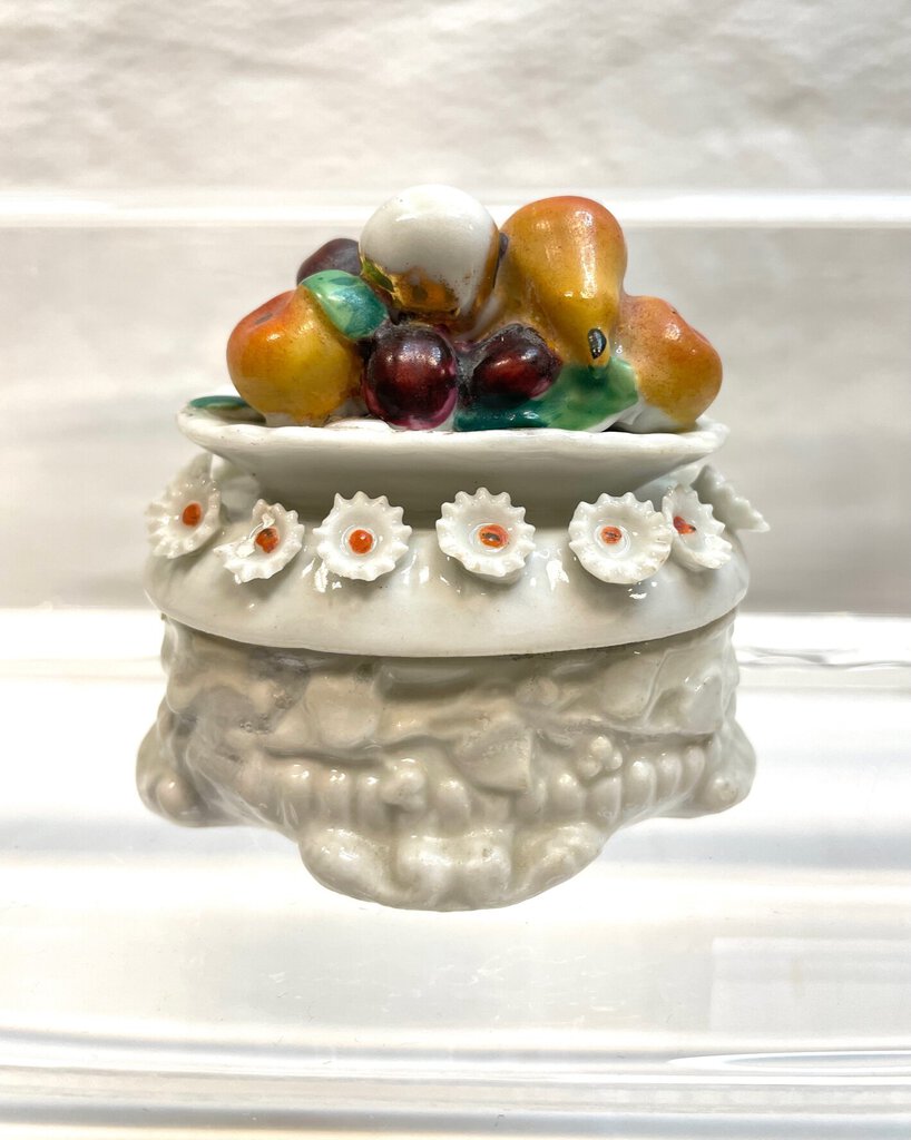 Vintage Victorian Fairing Trinket Box -Bowl of Fruit